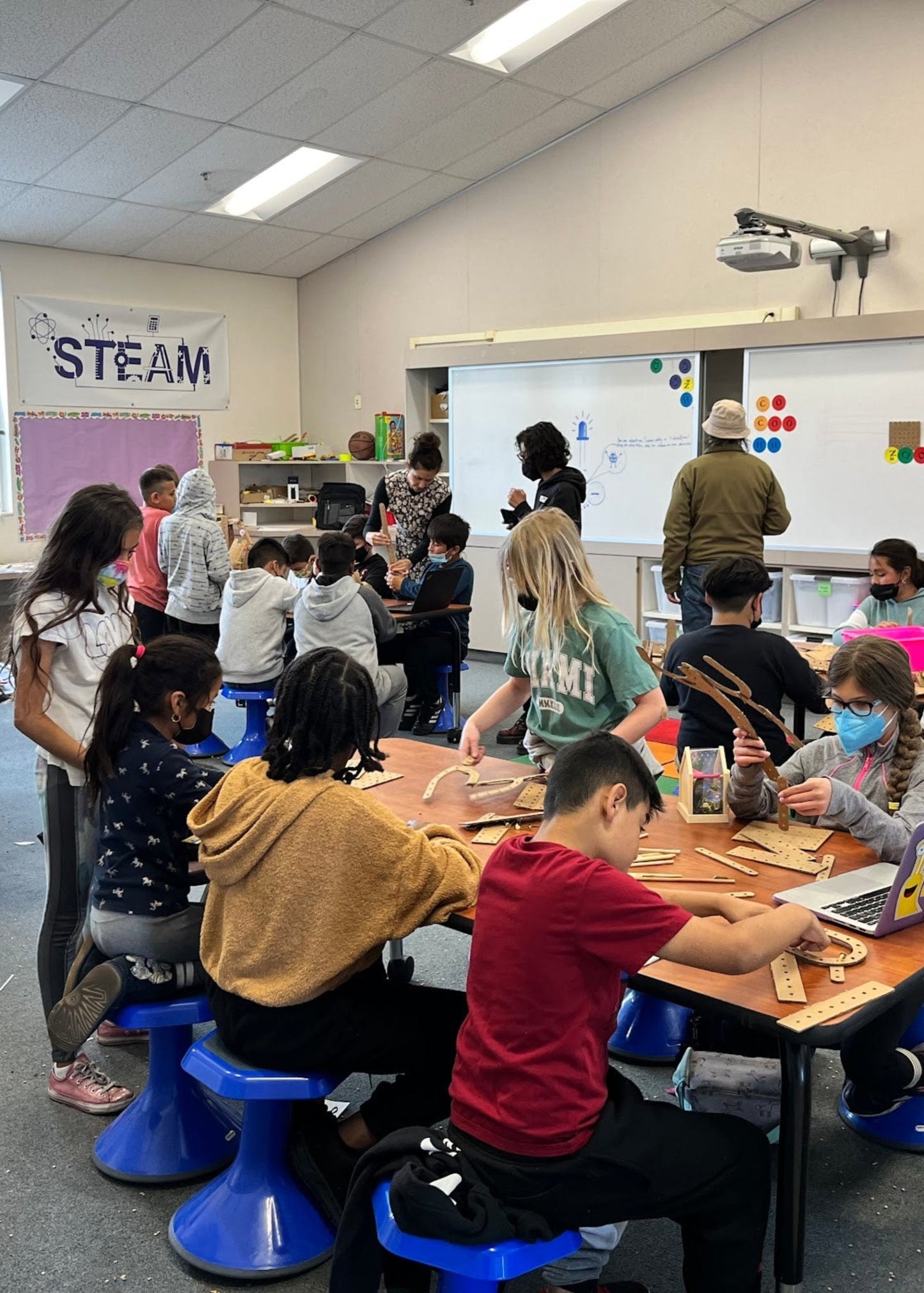 Students performing a STEAM project with Kitco Classroom